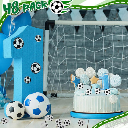 48 Pcs Soccer Ball Cupcake Rings Toppers - Sports Theme Party Decorations for Kids Birthday, Game Day Favors & Gifts.
