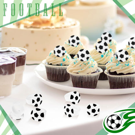 48 Pcs Soccer Ball Cupcake Rings Toppers - Sports Theme Party Decorations for Kids Birthday, Game Day Favors & Gifts.