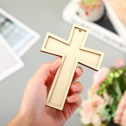 48 Pack Cross Wooden Hanging Ornaments Unfinished Wood Blank Cross Craft with Gold String for Easter Tree Wedding Birthday Halloween Christmas Party Decoration.