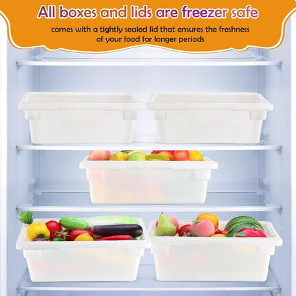 2 Pack Food Storage Box Tote, Freezer and Dishwasher Safe Commercial Food Storage Containers Bins with Lids for Fruits Vegetables Grains Home Organization, White (3.5 Gallon).