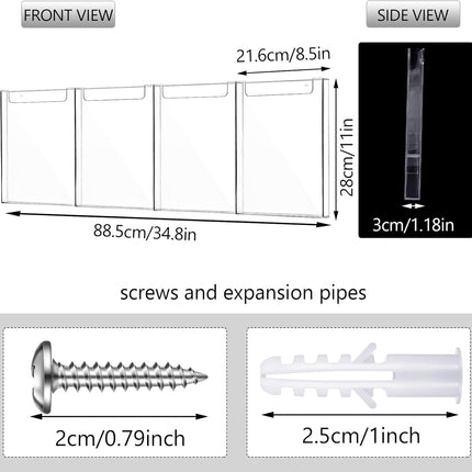 Acrylic Brochure Holder, 8.5 x 11 Inch Flyer Magazine Display Wall Mount Pamphlet Rack Clear Plastic Brochure Stand Literature Holder for Office Classroom Home (4 Pockets).