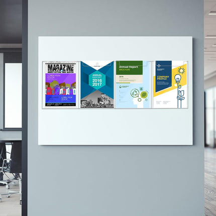 Acrylic Brochure Holder, 8.5 x 11 Inch Flyer Magazine Display Wall Mount Pamphlet Rack Clear Plastic Brochure Stand Literature Holder for Office Classroom Home (4 Pockets).