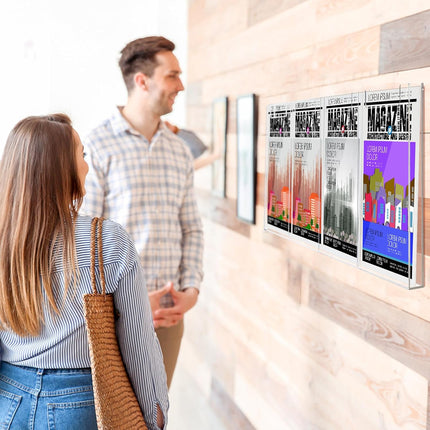Acrylic Brochure Holder, 8.5 x 11 Inch Flyer Magazine Display Wall Mount Pamphlet Rack Clear Plastic Brochure Stand Literature Holder for Office Classroom Home (4 Pockets).