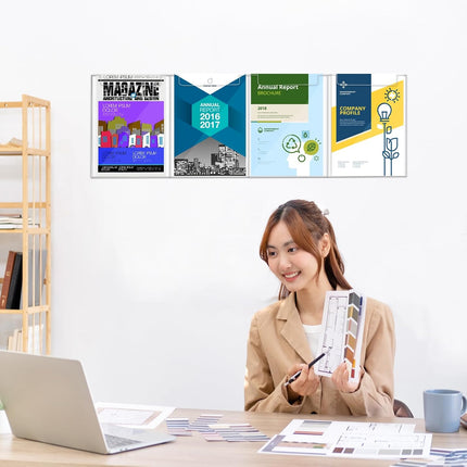 Acrylic Brochure Holder, 8.5 x 11 Inch Flyer Magazine Display Wall Mount Pamphlet Rack Clear Plastic Brochure Stand Literature Holder for Office Classroom Home (4 Pockets).
