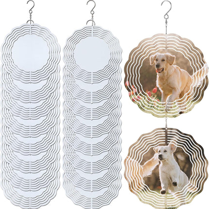 16 Pack 8 Inch Sublimation Wind Spinner Blanks 3D Aluminum Wind Spinners Hanging Wind Spinners DIY Crafts Ornaments Bulk for Indoor Outdoor Garden Yard Window Front Door Decoration, 2 Styles.