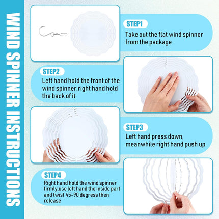 16 Pack 8 Inch Sublimation Wind Spinner Blanks 3D Aluminum Wind Spinners Hanging Wind Spinners DIY Crafts Ornaments Bulk for Indoor Outdoor Garden Yard Window Front Door Decoration, 2 Styles.