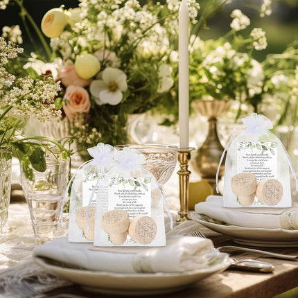 50 Sets Wedding Favors for Guests Bulk Engraved Wood Wine Bottle Corks Wine Stopper with Wedding Thank You Cards and Organza Bags Appreciation Gifts for Guest Thank You Gifts(Novelty).