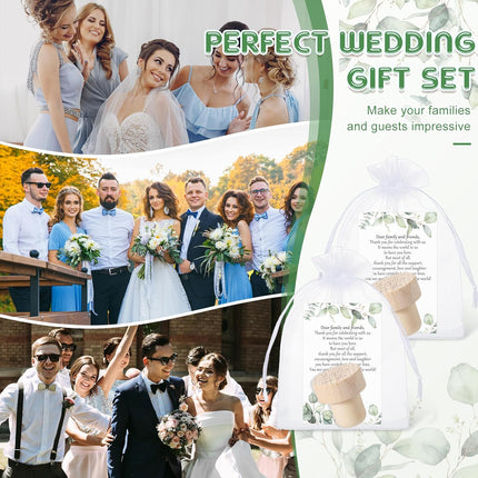 50 Sets Wedding Favors for Guests Bulk Engraved Wood Wine Bottle Corks Wine Stopper with Wedding Thank You Cards and Organza Bags Appreciation Gifts for Guest Thank You Gifts(Novelty).