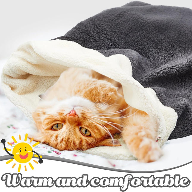 2 Pcs Cat Bed Cave Cat Sleeping Bag Kitten Bed Sack pet Cave Warming Pad Sack PET Mat for Kitten Puppy Small Dogs, 24 x 22 Inch.