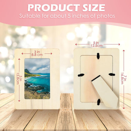 24 Pcs Unfinished Wooden Craft Frames for 3" x 5" Photos DIY Photo Frames Paintable Picture Frames Wood Frames for DIY Painting Project Thanksgiving School Classroom Crafts.