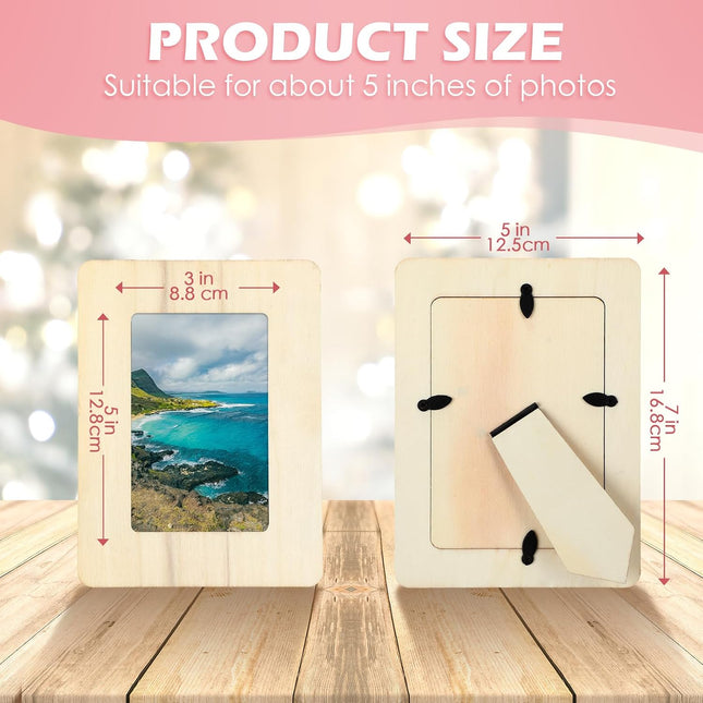 24 Pcs Unfinished Wooden Craft Frames for 3" x 5" Photos DIY Photo Frames Paintable Picture Frames Wood Frames for DIY Painting Project Thanksgiving School Classroom Crafts.