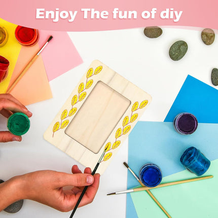 24 Pcs Unfinished Wooden Craft Frames for 3" x 5" Photos DIY Photo Frames Paintable Picture Frames Wood Frames for DIY Painting Project Thanksgiving School Classroom Crafts.