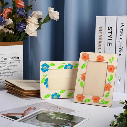 24 Pcs Unfinished Wooden Craft Frames for 3" x 5" Photos DIY Photo Frames Paintable Picture Frames Wood Frames for DIY Painting Project Thanksgiving School Classroom Crafts.