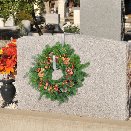 6 Pcs Christmas Headstone Wreath Hanger Adjustable Cemetery Wreath Holder Fit 7''-11'' Tombstones Garland Holder Stainless Steel Gravestone Garland Stand for Memorial Day Grave Marker Decor.