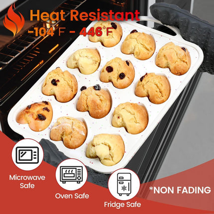 Heart Shaped Silicone Muffin Pan, Metal Reinforced Frame 12 Cups Silicone Molds for Valentine's Day Baking Muffins, Cupcakes, Tartlets, Egg Bites, Chocolate Muffin, Soaps 2 Pack.
