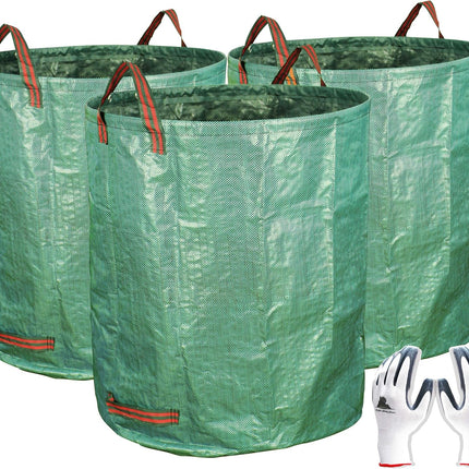 3-Pack 72 Gallon Yard Waste Bags, Reusable Heavy Duty Collapsible Garden Leaf Bags with Plastic Ring, Stand-Up Yard Waste Bin for Leaves, Lawn Debris & Grass Clippings.