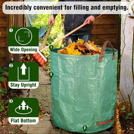 3-Pack 72 Gallon Yard Waste Bags, Reusable Heavy Duty Collapsible Garden Leaf Bags with Plastic Ring, Stand-Up Yard Waste Bin for Leaves, Lawn Debris & Grass Clippings.