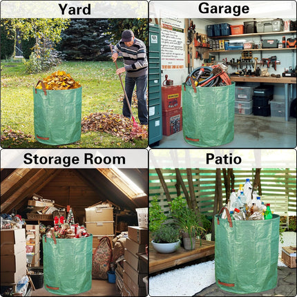 3-Pack 72 Gallon Yard Waste Bags, Reusable Heavy Duty Collapsible Garden Leaf Bags with Plastic Ring, Stand-Up Yard Waste Bin for Leaves, Lawn Debris & Grass Clippings.