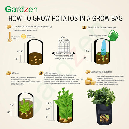 6 Pack BPA-Free 10 Gallon Vegetable Grow Bags with Access Flap and Handles, Suitable for Planting Potato, Taro, Beets, Carrots, Onions, Peanut.