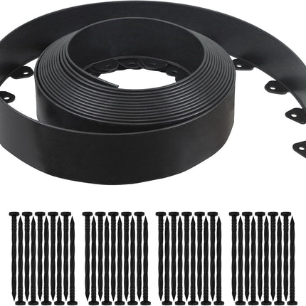Landscape Edging Kit, 40-Foot Long, 3-Inch Tall, No Dig Garden Edging Border for Flower Beds, Tree Rings, Pathways, Includes 40 Spikes.
