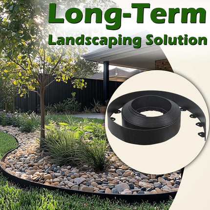 Landscape Edging Kit, 40-Foot Long, 3-Inch Tall, No Dig Garden Edging Border for Flower Beds, Tree Rings, Pathways, Includes 40 Spikes.