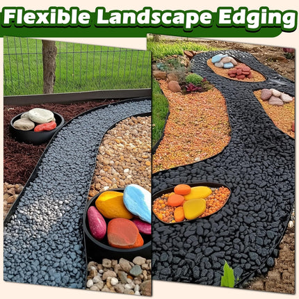 Landscape Edging Kit, 40-Foot Long, 3-Inch Tall, No Dig Garden Edging Border for Flower Beds, Tree Rings, Pathways, Includes 40 Spikes.