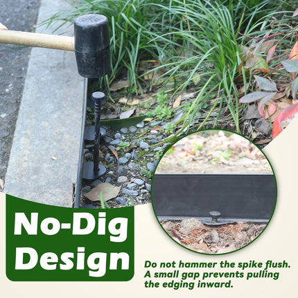 Landscape Edging Kit, 40-Foot Long, 3-Inch Tall, No Dig Garden Edging Border for Flower Beds, Tree Rings, Pathways, Includes 40 Spikes.