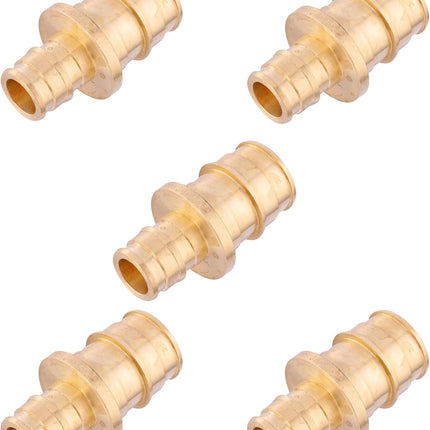 (Pack of 5)  Pex A Full Flow Expansion Brass Fitting 1/2"x 3/4" Reducing Coupling, F1960,(PEX1960013-5PCS).