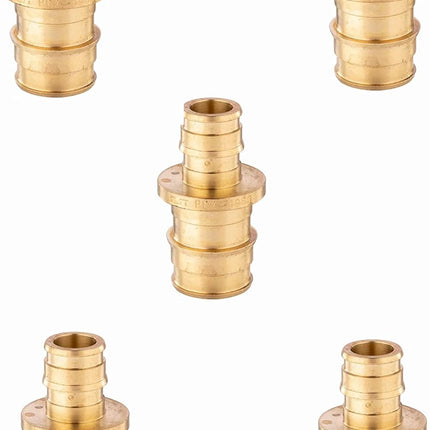 (Pack of 5)  Pex A Full Flow Expansion Brass Fitting 1/2"x 3/4" Reducing Coupling, F1960,(PEX1960013-5PCS).