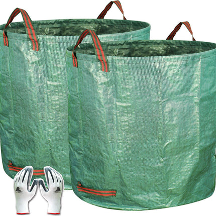2-Pack 132 Gallon Yard Waste Bags, Reusable Heavy Duty Collapsible Garden Leaf Bags with Plastic Ring, Stand-Up Yard Waste Bin for Leaves, Lawn Debris & Grass Clippings.