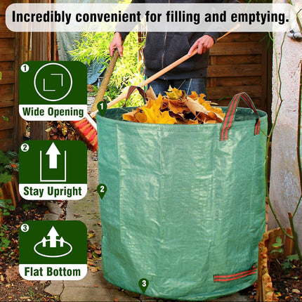 2-Pack 132 Gallon Yard Waste Bags, Reusable Heavy Duty Collapsible Garden Leaf Bags with Plastic Ring, Stand-Up Yard Waste Bin for Leaves, Lawn Debris & Grass Clippings.