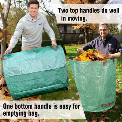 2-Pack 132 Gallon Yard Waste Bags, Reusable Heavy Duty Collapsible Garden Leaf Bags with Plastic Ring, Stand-Up Yard Waste Bin for Leaves, Lawn Debris & Grass Clippings.