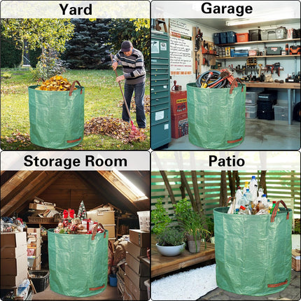 2-Pack 132 Gallon Yard Waste Bags, Reusable Heavy Duty Collapsible Garden Leaf Bags with Plastic Ring, Stand-Up Yard Waste Bin for Leaves, Lawn Debris & Grass Clippings.