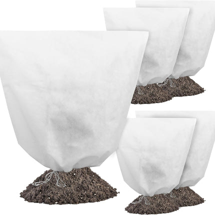 5-Pack Plant Covers Freeze Protection, Drawstring Tree Cover, Winter Freeze Plant Protection, Tree Jacket Frost Blanket for Outdoor Plants, 22.4" x 24".