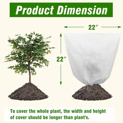 5-Pack Plant Covers Freeze Protection, Drawstring Tree Cover, Winter Freeze Plant Protection, Tree Jacket Frost Blanket for Outdoor Plants, 22.4" x 24".