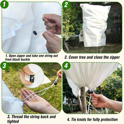 5-Pack Plant Covers Freeze Protection, Drawstring Tree Cover, Winter Freeze Plant Protection, Tree Jacket Frost Blanket for Outdoor Plants, 22.4" x 24".