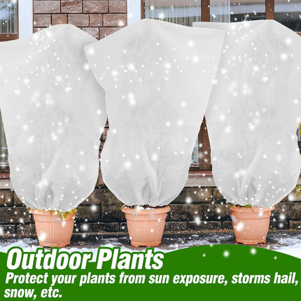5-Pack Plant Covers Freeze Protection, Drawstring Tree Cover, Winter Freeze Plant Protection, Tree Jacket Frost Blanket for Outdoor Plants, 22.4" x 24".
