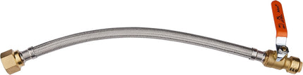 12-inch Push-fit Valve Flexible Water Heater Connector, 1/2 inch x 3/4 inch FIP, Push-to-Connect, Copper, Pex, CPVC, Braided Stainless Steel,(HOSE028).