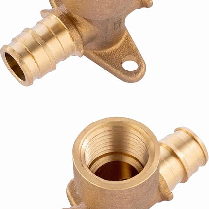 (Pack of 2)  Pex A Full Flow Expansion Brass Fittings 1/2" x 1/2" Female NPT Drop-ear Tee For Pex A Tubing Pipe Only, ASTM F1960,(PEX1960091).