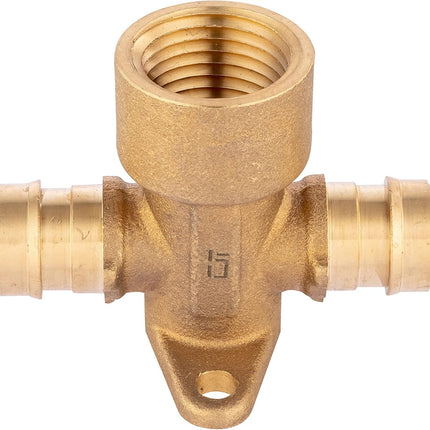 (Pack of 2)  Pex A Full Flow Expansion Brass Fittings 1/2" x 1/2" Female NPT Drop-ear Tee For Pex A Tubing Pipe Only, ASTM F1960,(PEX1960091).