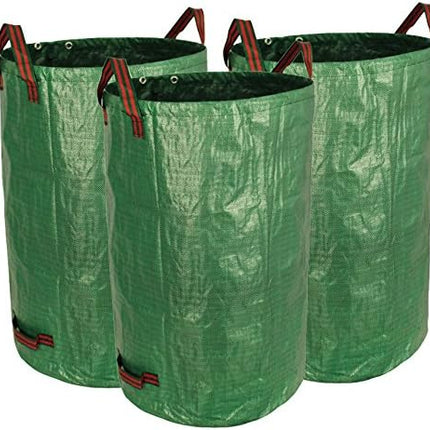 3-Pack 32 Gallon Yard Waste Bags, Reusable Heavy Duty Collapsible Garden Leaf Bags with Plastic Ring, Stand-Up Yard Waste Bin for Leaves, Lawn Debris & Grass Clippings.