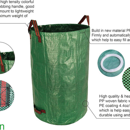 3-Pack 32 Gallon Yard Waste Bags, Reusable Heavy Duty Collapsible Garden Leaf Bags with Plastic Ring, Stand-Up Yard Waste Bin for Leaves, Lawn Debris & Grass Clippings.