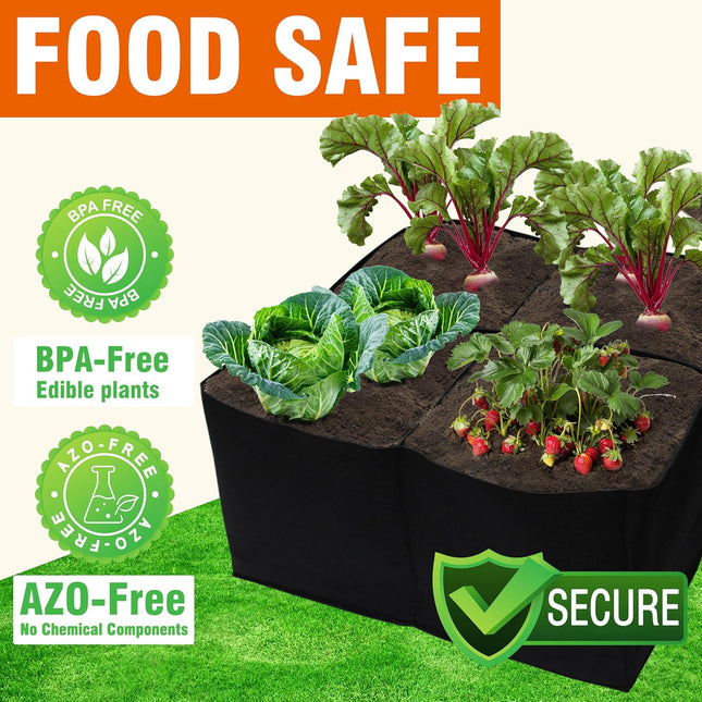 2 Pack Fabric Raised Garden Beds, 2x2x1 FT – 4 Grids Grow Bed for Square Foot Gardening, Planting Box for Vegetables, Herbs, Flowers.