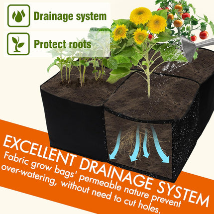2 Pack Fabric Raised Garden Beds, 2x2x1 FT – 4 Grids Grow Bed for Square Foot Gardening, Planting Box for Vegetables, Herbs, Flowers.