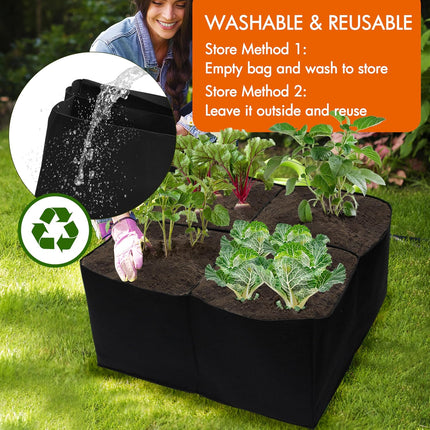 2 Pack Fabric Raised Garden Beds, 2x2x1 FT – 4 Grids Grow Bed for Square Foot Gardening, Planting Box for Vegetables, Herbs, Flowers.