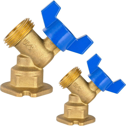 (Pack of 2) 1/2 in. FIP Inlet x 3/4 in. MHT Outlet, 1/4 Turn Sillcock Hose Bibb, Cast Brass Made,(SILLCOCK059-2PCS).
