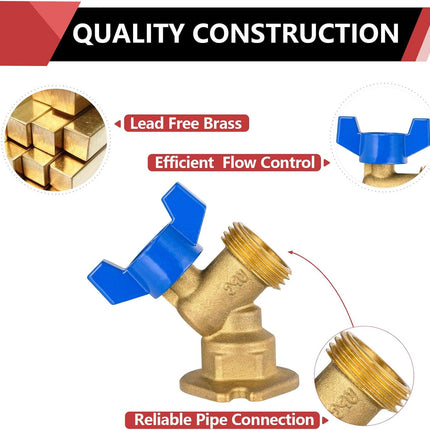 (Pack of 2) 1/2 in. FIP Inlet x 3/4 in. MHT Outlet, 1/4 Turn Sillcock Hose Bibb, Cast Brass Made,(SILLCOCK059-2PCS).