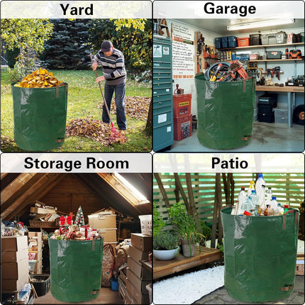 3-Pack 72 Gallon Yard Waste Bags, Reusable Heavy Duty Collapsible Garden Leaf Bags with Plastic Ring, Stand-Up Yard Waste Bin for Leaves, Lawn Debris & Grass Clippings, PE Material.