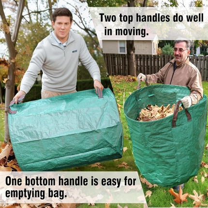 3-Pack 80 Gallon Yard Waste Bags, Reusable Heavy Duty Collapsible Garden Leaf Bags with Plastic Ring, Stand-Up Yard Waste Bin for Leaves, Lawn Debris & Grass Clippings.