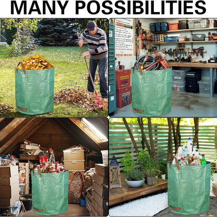 3-Pack 80 Gallon Yard Waste Bags, Reusable Heavy Duty Collapsible Garden Leaf Bags with Plastic Ring, Stand-Up Yard Waste Bin for Leaves, Lawn Debris & Grass Clippings.